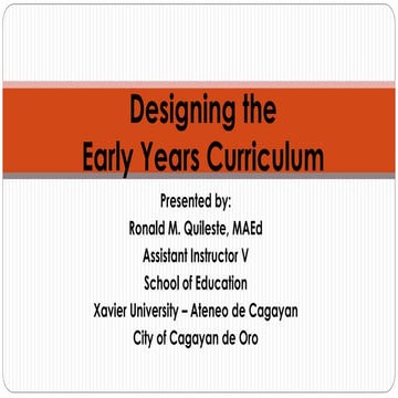 Designing the Early Years Curriculum
