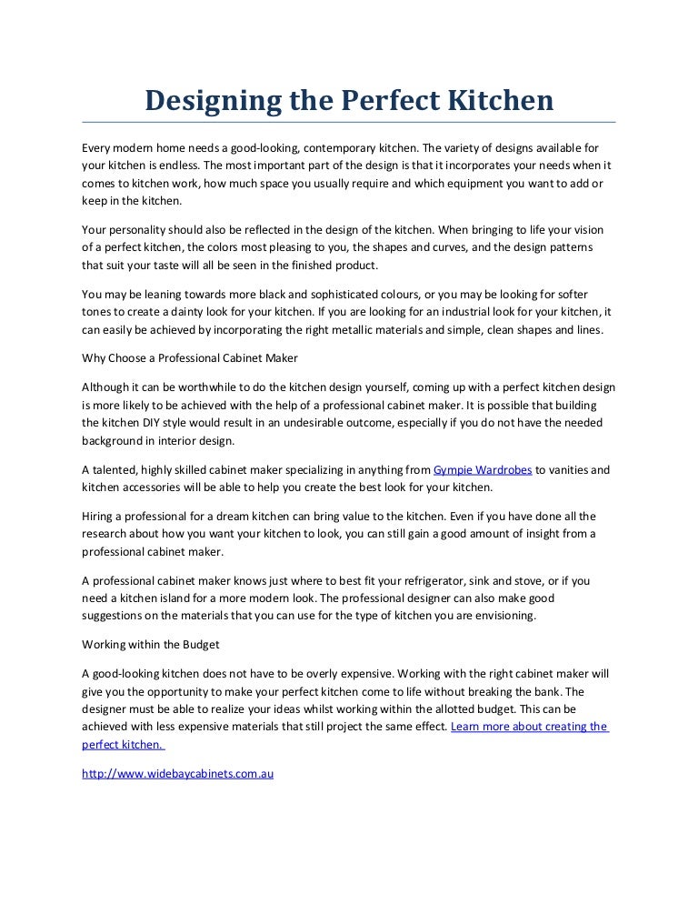 Designing the perfect kitchen