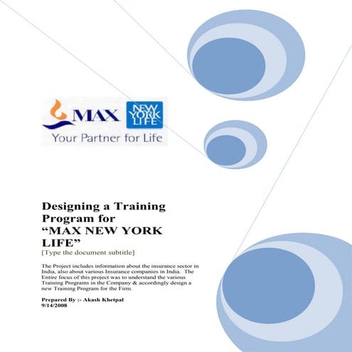Designing training program for max new york life | DOC