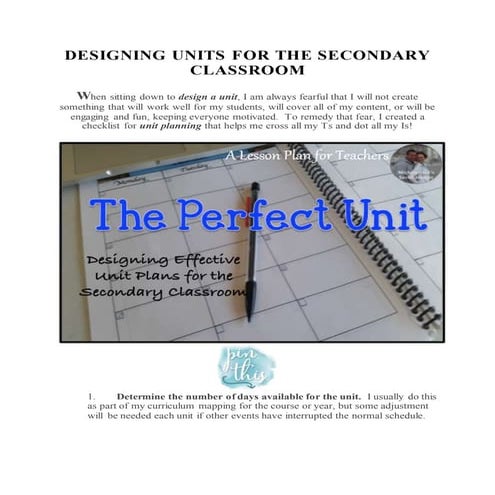 Designing units for the secondary classroom
