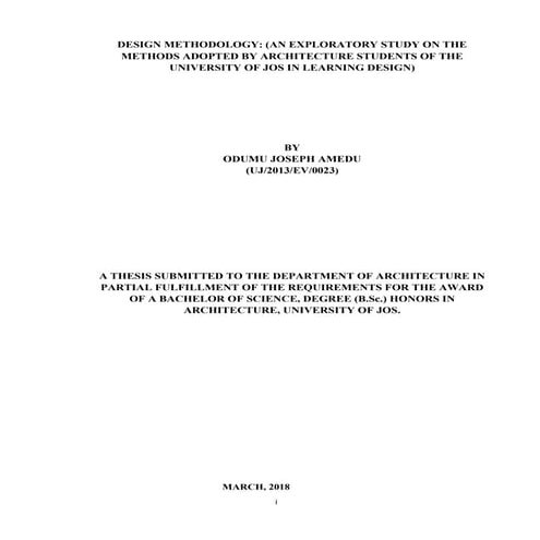 DESIGN METHODOLOGY: (AN EXPLORATORY STUDY ON THE METHODS ADOPTED BY ARCHITECT...