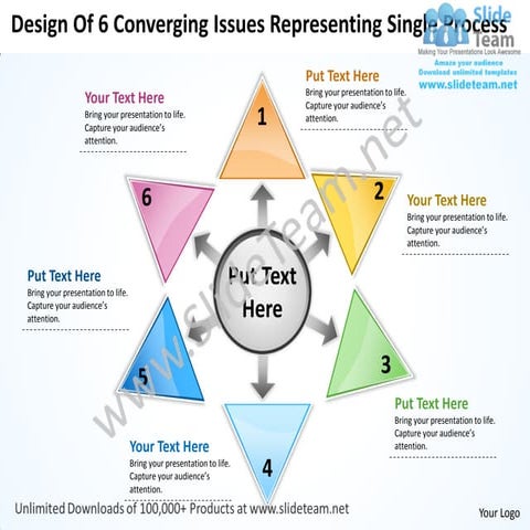 Design of 6 converging issues representing single process radial diagram powe...