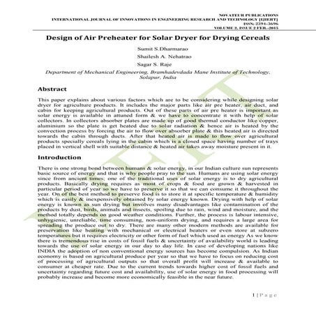 PROJECT REPORT ON SOLAR DRYER | PDF