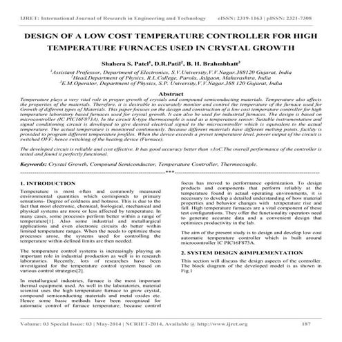 Design of a low cost temperature controller for high temperature furnaces use...