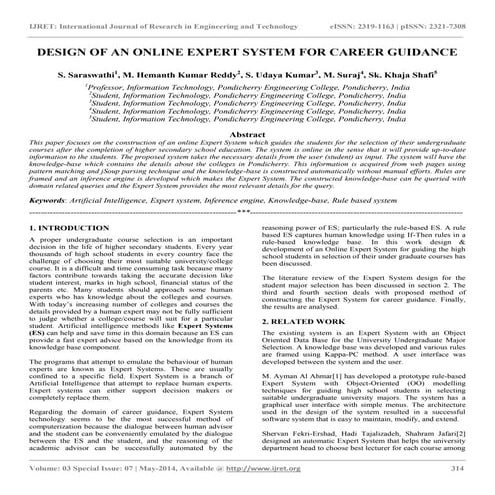 Design of an online expert system for career guidance