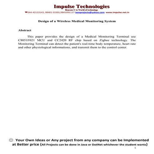 Design of a wireless medical monitoring system