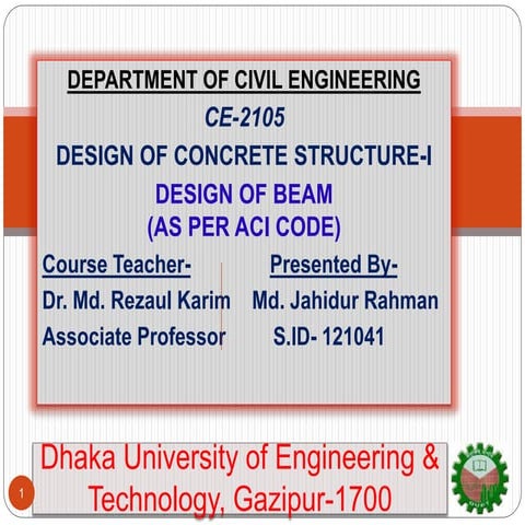 Design Procedure of Singly,Doubly & T-Beam(As Per ACI code)
