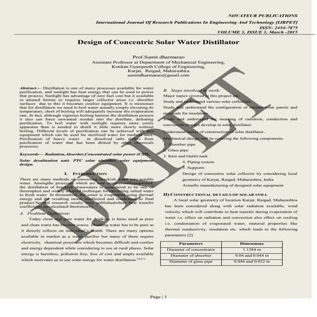 Design of concentric solar water distillator.