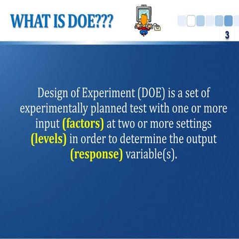 Design of Experiment for Optimization Analysis
