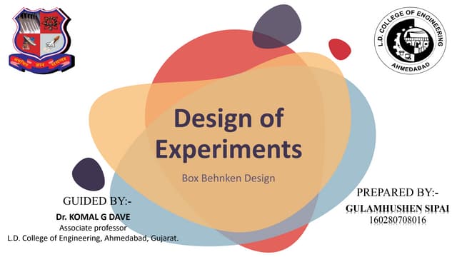 Design of experiments-Box behnken design