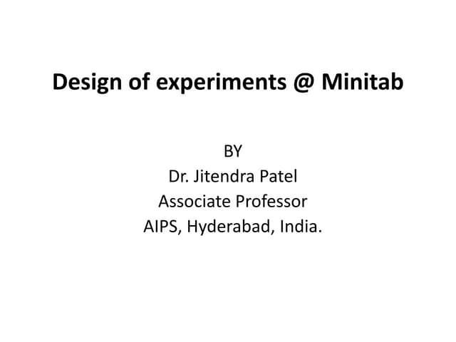 Design of experiments BY Minitab