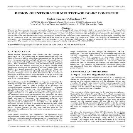 Design of integrated multistage dc dc convrter