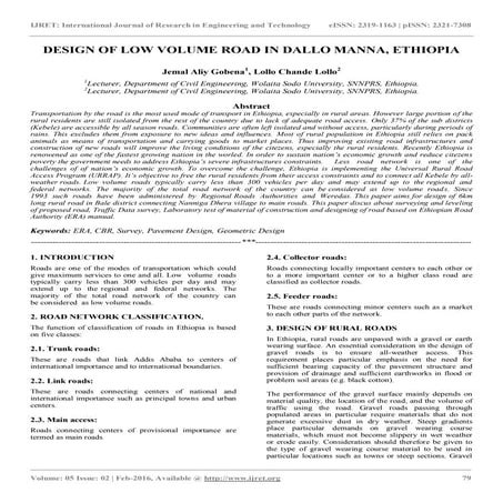 Design of low volume road in dallo manna, ethiopia | PDF