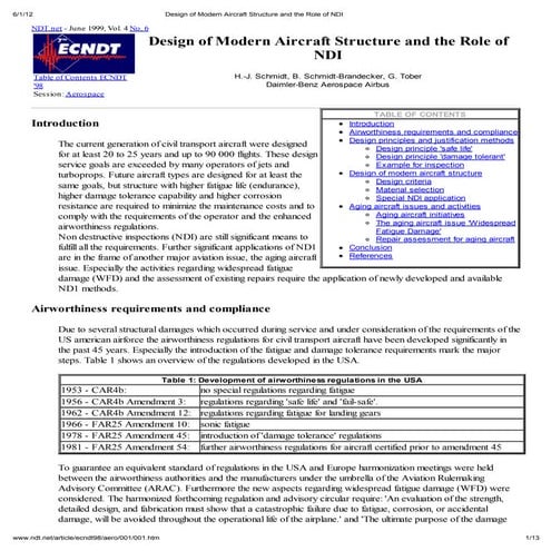 Design of modern aircraft structure and the role of ndi