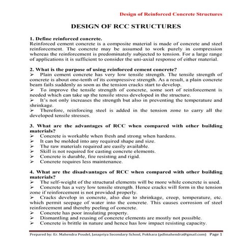 Design of rcc structures note