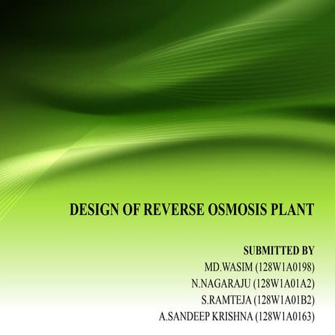 Design of reverse osmosis process plant