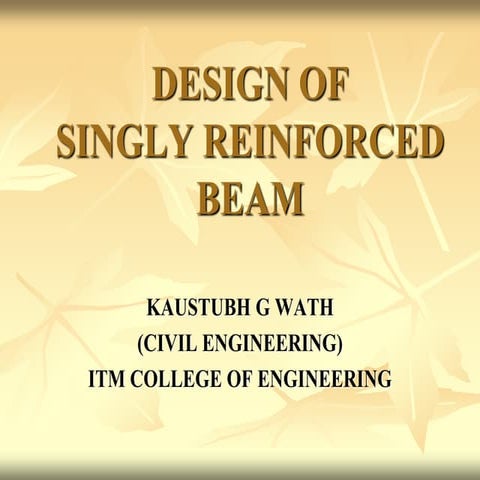 Design of singly reinforced.