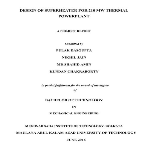 Design of superheater for 210 MW thermal powerplant final