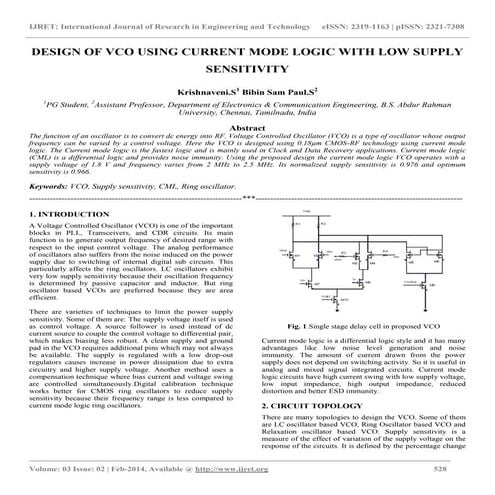 Design of vco using current mode logic with low supply sensitivity