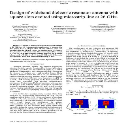 Design of wideband dielectric resonator antenna with square slots excited usi...