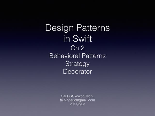 Design Pattern in Swift Ch2 Strategy, Decorator