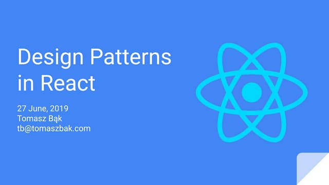 Design Patterns in React | PPT