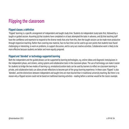 Design principles for flipped classes