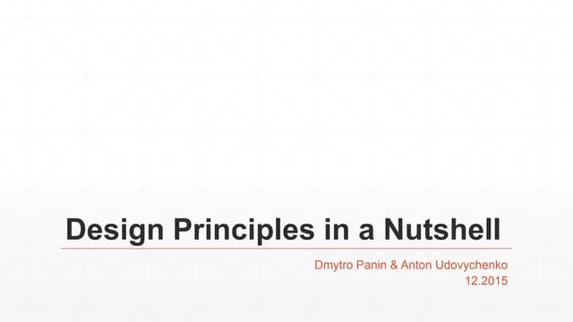 Design principles in a nutshell