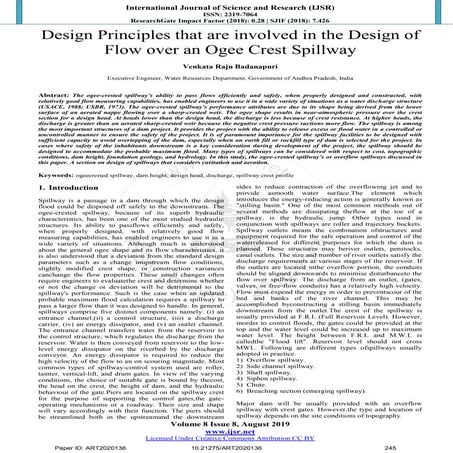 Design Principles that are involved in the Design of Flow over an Ogee Crest ...
