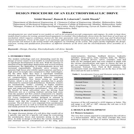 Design procedure of an electrohydraulic drive
