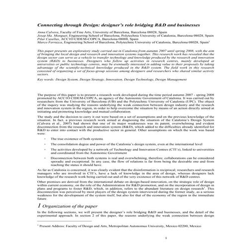 Connecting through Design: designer’s role bridging R&D and businesses