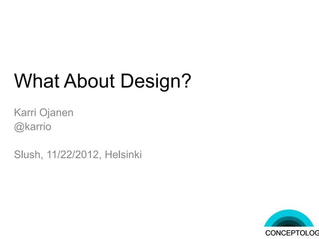 Slush 2012: Design for Startups