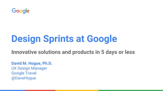 Design Sprints for Innovation