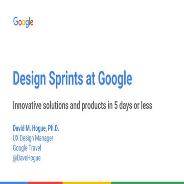 Design Sprints for Innovation