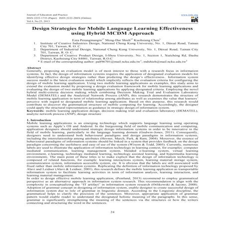 Design strategies for mobile language learning effectiveness using hybrid mcd...