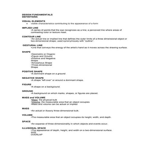 Design Fundamentals: Terms and Definitions