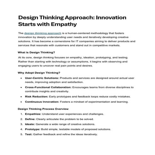 Design Thinking Approach: Innovation Starts with Empathy
