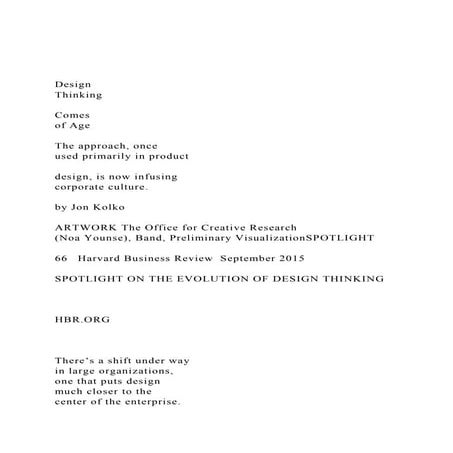 Design  Thinking   Comes  of AgeThe approach, once.docx