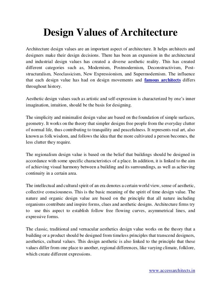Design Values of Architecture