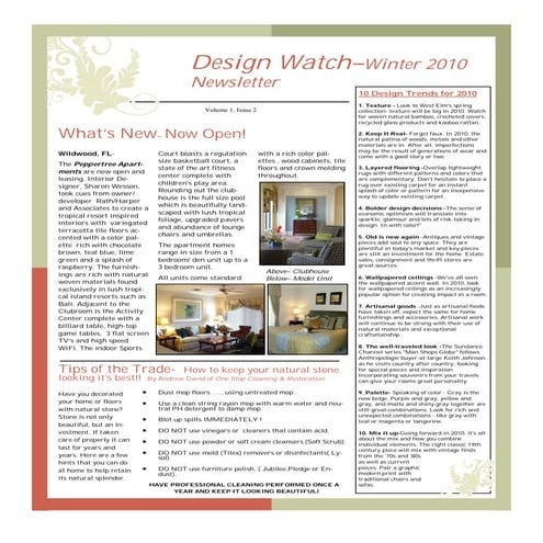 Design Watch Newsletter Winter 2010