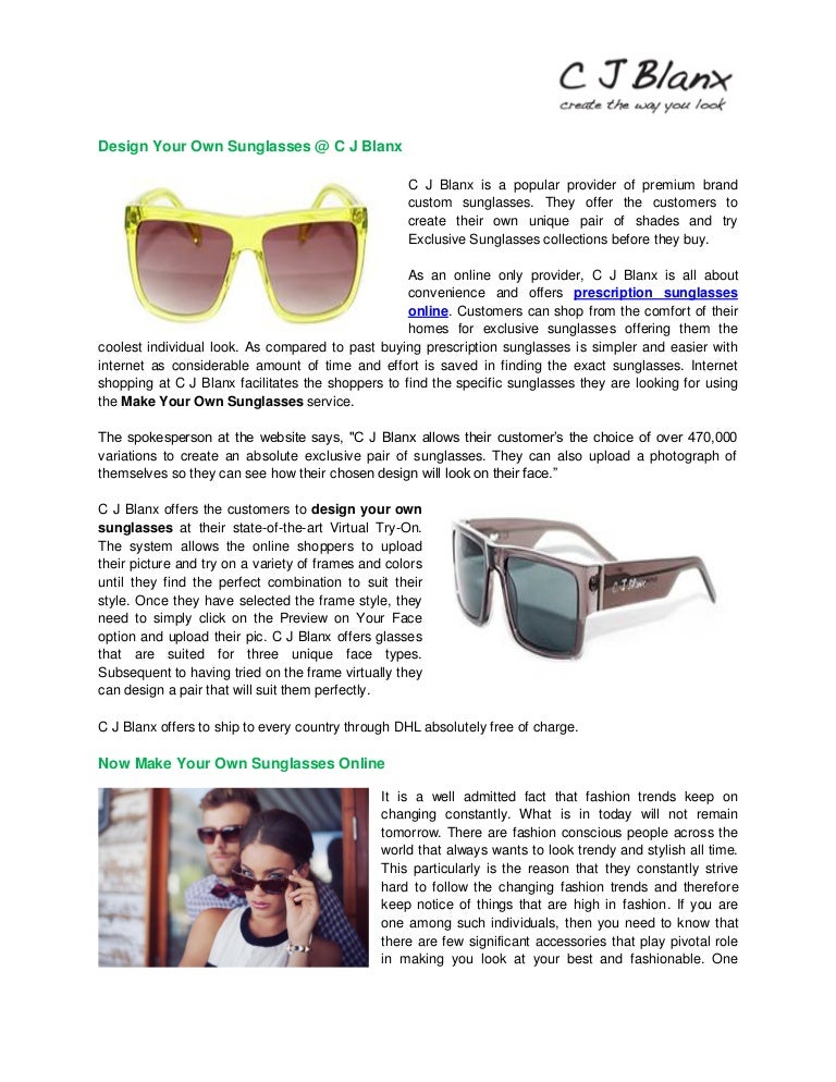 Design your own sunglasses