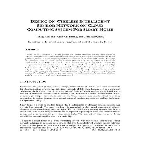 Desing on wireless intelligent seneor network on cloud computing system for s...