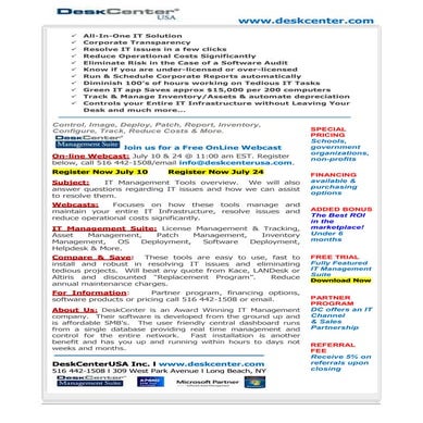 DESKCENTER USA IT MANAGEMENT SOLUTIONS