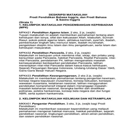 Deskripsi matakuliah pend. bhs inggris