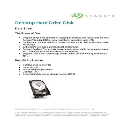 Seagate-enterprise-exos-7 e2-1tb-3.5-datasheet | PDF