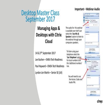 Desktop Master Class - Migrating to Citrix Cloud - Sept 2017