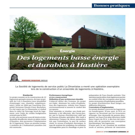 Des logements basse énergie et durables à hastière