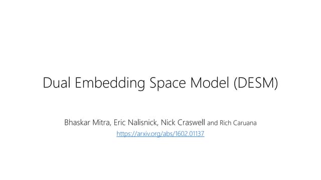 Dual Embedding Space Model (DESM)