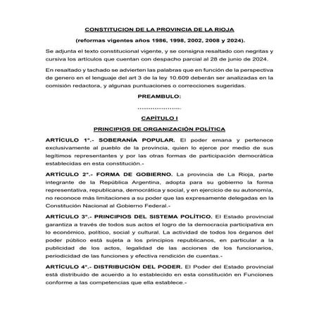La reformada Constitución de la Provincia de La Rioja