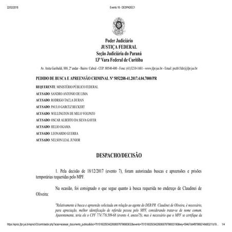 Despacho Moro contra Tacla Duran -  15 de jan de 2018